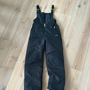 Obermeyer Black Snow Bib Overalls with Yellow Details